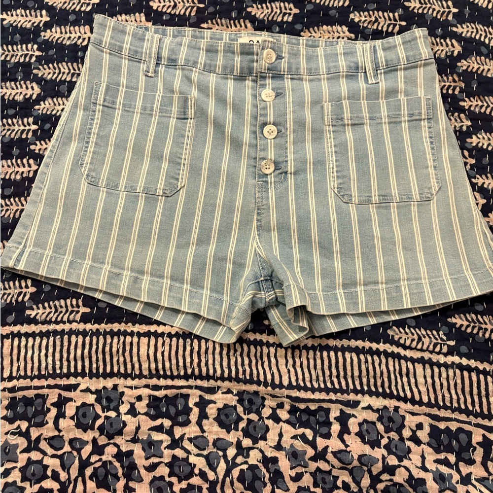 Oat New York Blue Striped Jean Shorts